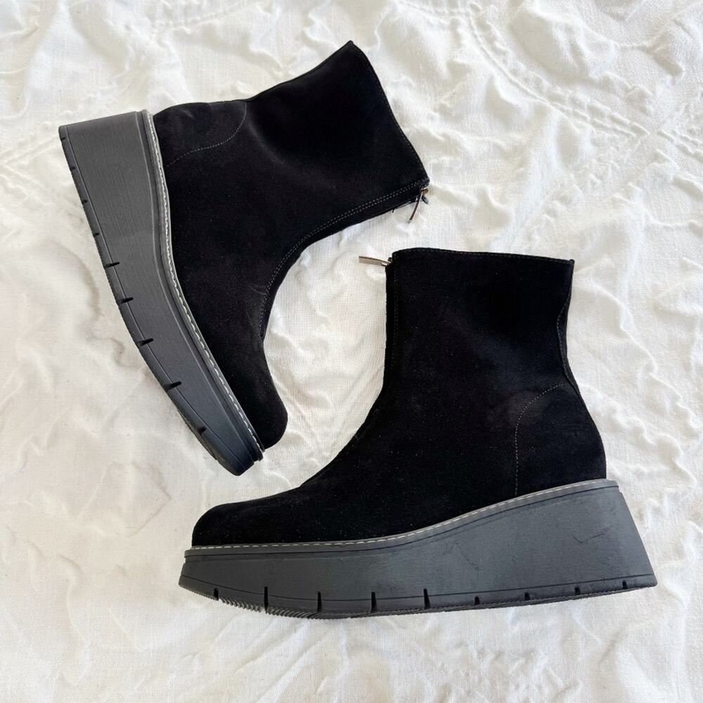La Canadienne Bob Platform Suede Bootie New - Picture 2 of 9